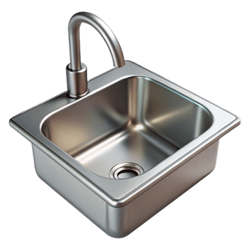 gorgeous minimalist Kitchen sink stainless steel with Transparent Background 8K png