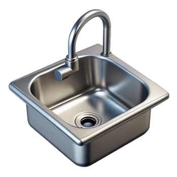 impressive bold mid-century Kitchen sink stainless steel with Transparent Background studio quality png