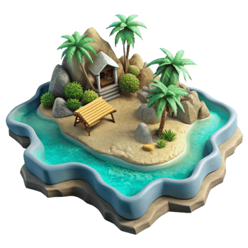 vibrant traditional Cutout Coastal Paradise Turquoise Waters Transparent Background genuine png