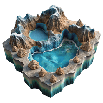 dramatic vintage Cutout Fractal Fjord Aerial View Transparent Background professional png