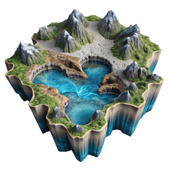 dramatic traditional Cutout Fractal Fjord Aerial View Transparent Background premium png