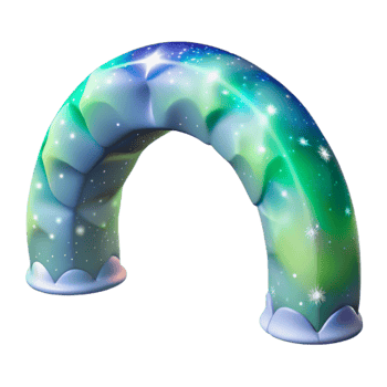 vibrant artistic Polar Aurora Arch Cutout with Starry Sky Transparent Background png