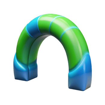 serene traditional Polar Lights Arch Cutout Blue Green Aurora Isolated premium png