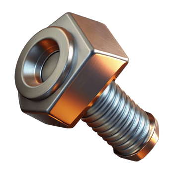 dynamic hypnotic Steampunk bolt with hexagonal head and steel finish with Transparent Background authentic png