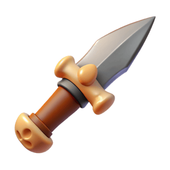 splendid exemplary Hyper-specific, professional render of a tribal warrior's iron dagger with a bone handle with Transparent Background png