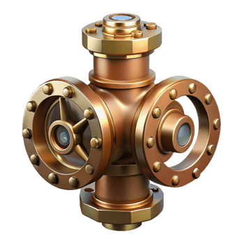 energetic fascinating Steampunk valve with intricate details and brass finish with Transparent Background top-tier png