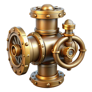 celebrated retro Steampunk valve with intricate details and brass finish with Transparent Background high resolution png