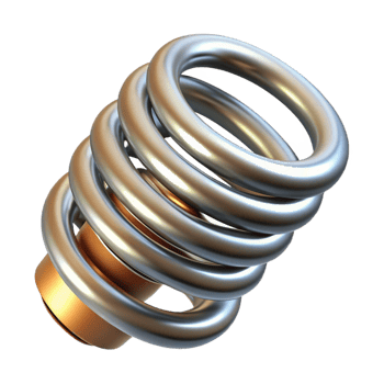 exquisite unparalleled Steampunk spring with tight coils and steel finish with Transparent Background png