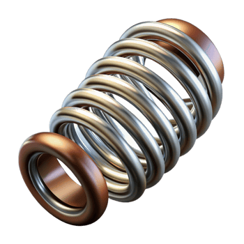 playful beautiful Steampunk spring with tight coils and steel finish with Transparent Background high quality png