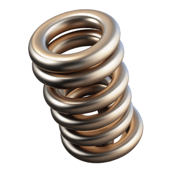pristine mid-century Steampunk spring with tight coils and steel finish with Transparent Background professional png