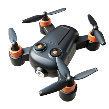 immaculate abstract Hyper-specific, professional render of a miniature, black drone with four propellers with Transparent Background sharp png