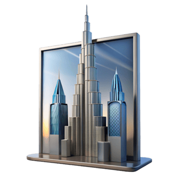 sought-after urban Burj Khalifa skyscraper facade panel, with Transparent Background artisan png