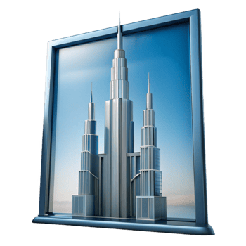 dazzling distinguished Burj Khalifa skyscraper facade panel, with Transparent Background png