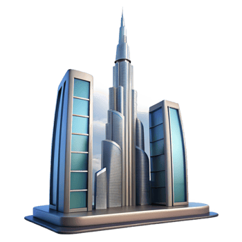 notable art deco Burj Khalifa skyscraper facade panel, with Transparent Background museum quality png