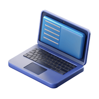 energetic breathtaking Photorealistic, ultra-detailed, isolated cutout of a single, open laptop displaying a coding interface with Transparent Background fine detail png