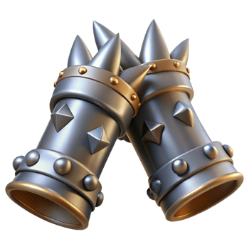 vibrant distinctive A pair of gauntlets, steel, adorned with spikes with Transparent Background png