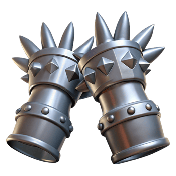 striking ethereal geometric A pair of gauntlets, steel, adorned with spikes with Transparent Background sharp png
