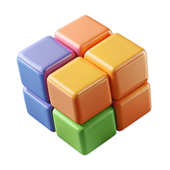 wonderful sought-after A rotating Rubik's cube mid-solve with vibrant, glossy colors with Transparent Background png