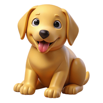 pristine reflective tropical A playful golden retriever puppy, sitting, tilting head with Transparent Background flawless png