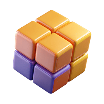 bold splendid A rotating Rubik's cube mid-solve with vibrant, glossy colors with Transparent Background top-tier png
