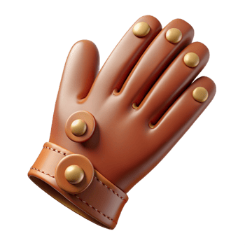 hypnotic rare Photorealistic, professional render of a single Art Nouveau glove, leather, buttoned closure, elegant design, isolated cutout, hyper-specific details with Transparent Background png