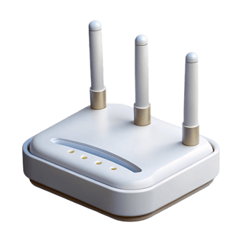 glorious victorian Hyper-specific, professional render of a modern, white wireless router with multiple antennas with Transparent Background artisan png