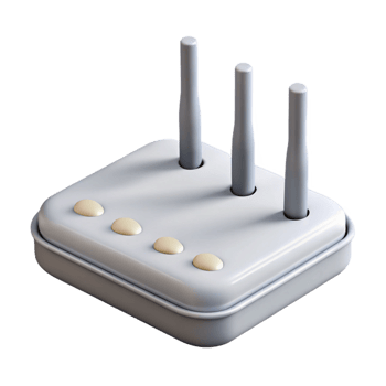 exquisite coastal Hyper-specific, professional render of a modern, white wireless router with multiple antennas with Transparent Background 8K png