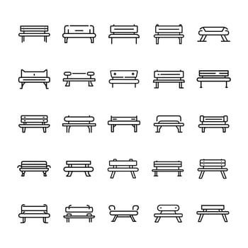 Park bench icon set vector