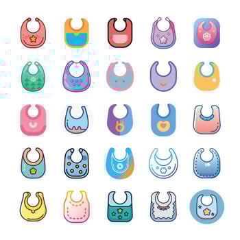 Flat baby bib icon set vector