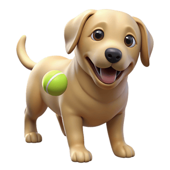 serene nostalgic rustic A playful Labrador retriever, holding a tennis ball with Transparent Background detailed png