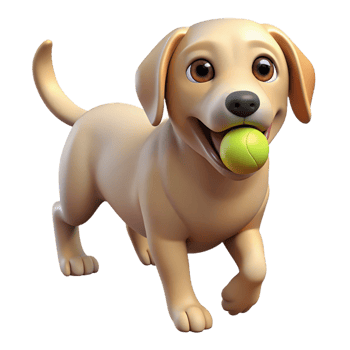 harmonious gorgeous A playful Labrador retriever, holding a tennis ball with Transparent Background original png