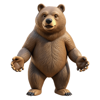dramatic ethereal rustic A grizzly bear, standing on hind legs, powerful paws with Transparent Background impeccable png