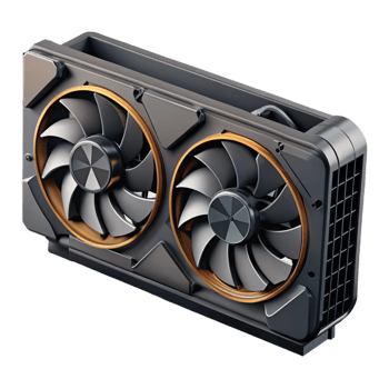 beautiful reflective geometric Hyper-specific, professional render of a modern, black graphics card with multiple fans with Transparent Background high resolution png