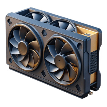 pristine gothic Hyper-specific, professional render of a modern, black graphics card with multiple fans with Transparent Background ultra HD png