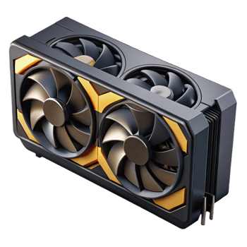 stunning timeless Hyper-specific, professional render of a modern, black graphics card with multiple fans with Transparent Background png