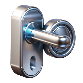 mesmerizing impressionist Concept art style isolated cutout of a futuristic, chrome plated, retractable smart-home door handle with Transparent Background fine detail png