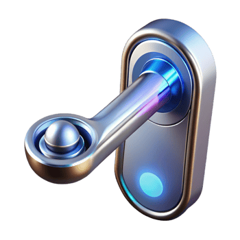 tranquil enchanting Concept art style isolated cutout of a futuristic, chrome plated, retractable smart-home door handle with Transparent Background high quality png