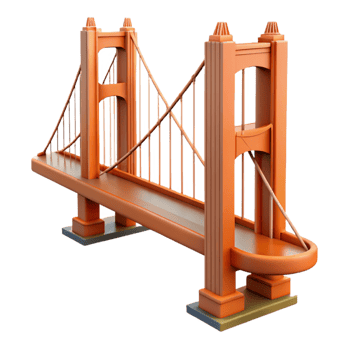 breathtaking bold classic Golden Gate Bridge suspension cable, with Transparent Background crisp png