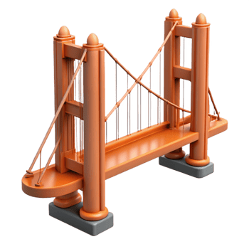 coveted nordic Golden Gate Bridge suspension cable, with Transparent Background fine detail png