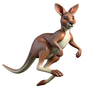 tranquil sumptuous A jumping kangaroo, powerful legs, joey in pouch with Transparent Background gallery standard png