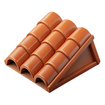exquisite calm industrial Photorealistic, hyper-specific isolated cutout of a single, clay roofing tile, terracotta color with Transparent Background ultra HD png