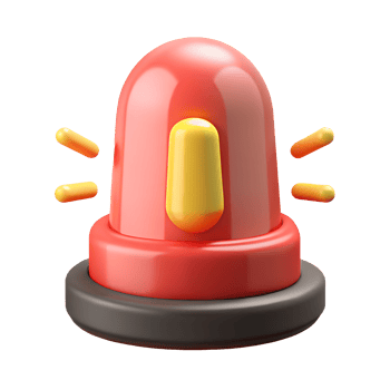 3D Render of a Cute Cartoon Red and Yellow Alarm Light Icon Perfect for App Design and Website UI png