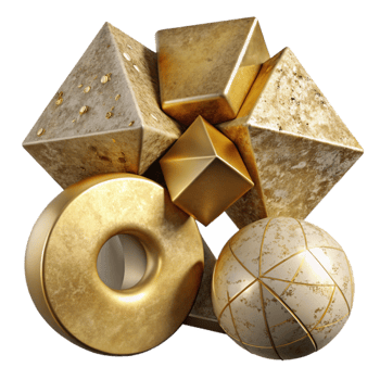 vibrant creative Random Geometric Shapes Gold Transparent Element Cutout authentic png