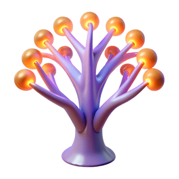 ethereal spectacular A stylized, abstract tree of life with glowing branches with Transparent Background original png