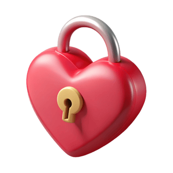 enchanting intense art deco A single, floating heart-shaped lock with a keyhole with Transparent Background crisp png