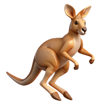 distinguished urban A jumping kangaroo, powerful legs, joey in pouch with Transparent Background gallery standard png