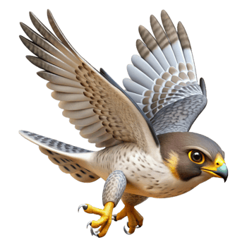 inspired nordic A hunting falcon, diving, sharp talons extended with Transparent Background handcrafted png