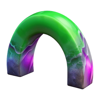 serene artistic Realistic Auroral Arch Cutout with Green and Purple Hues detailed png