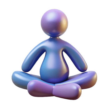 whimsical mesmerizing A stylized, abstract human figure in a meditative pose with Transparent Background genuine png