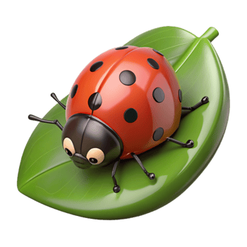 hypnotic nostalgic renaissance A ladybug crawling on a leaf leaf not visible, only the ladybug, with Transparent Background crisp png